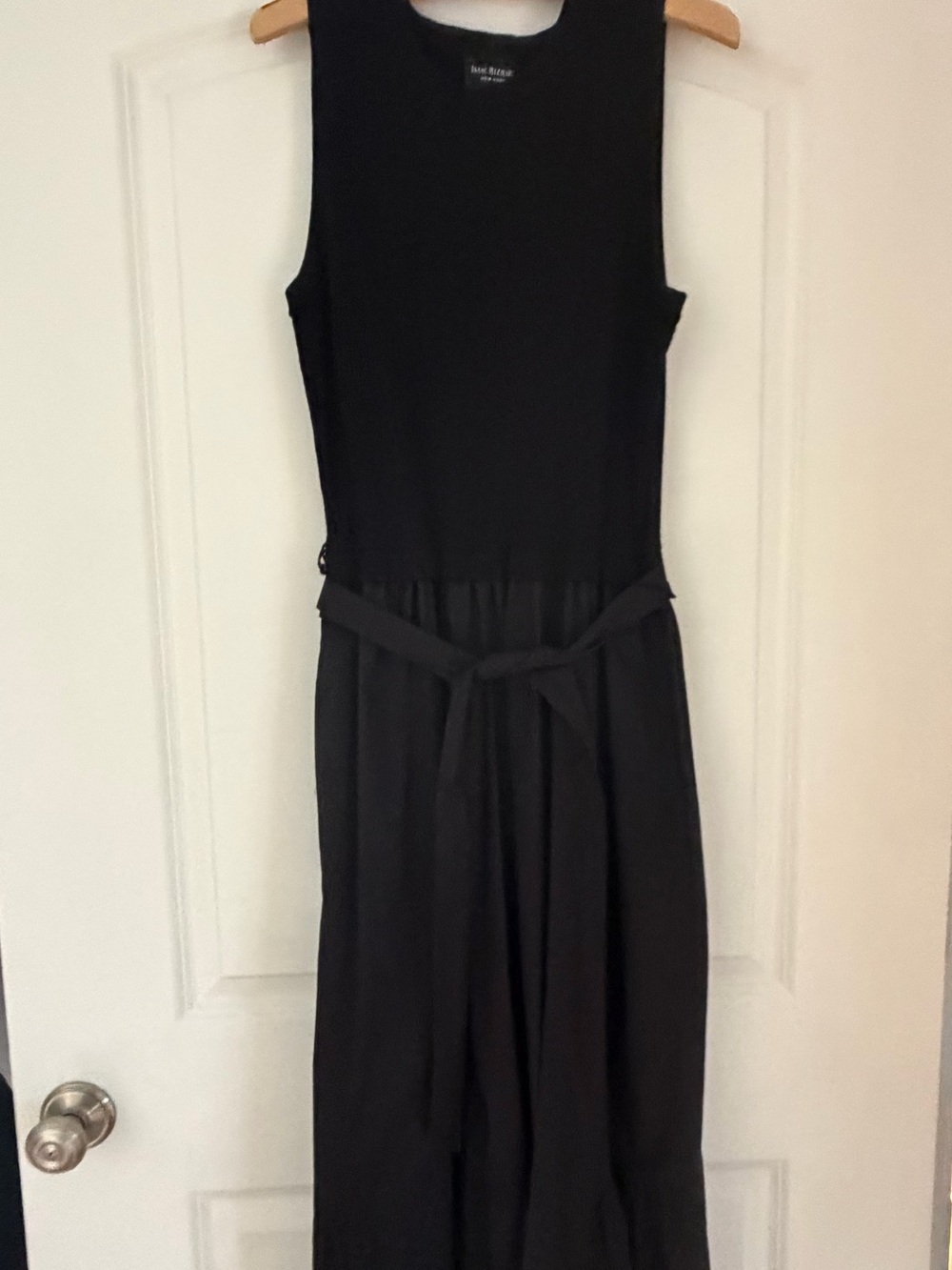 Isaac Mizrahi Black Sleeveless Maxi Dress with Waist Tie